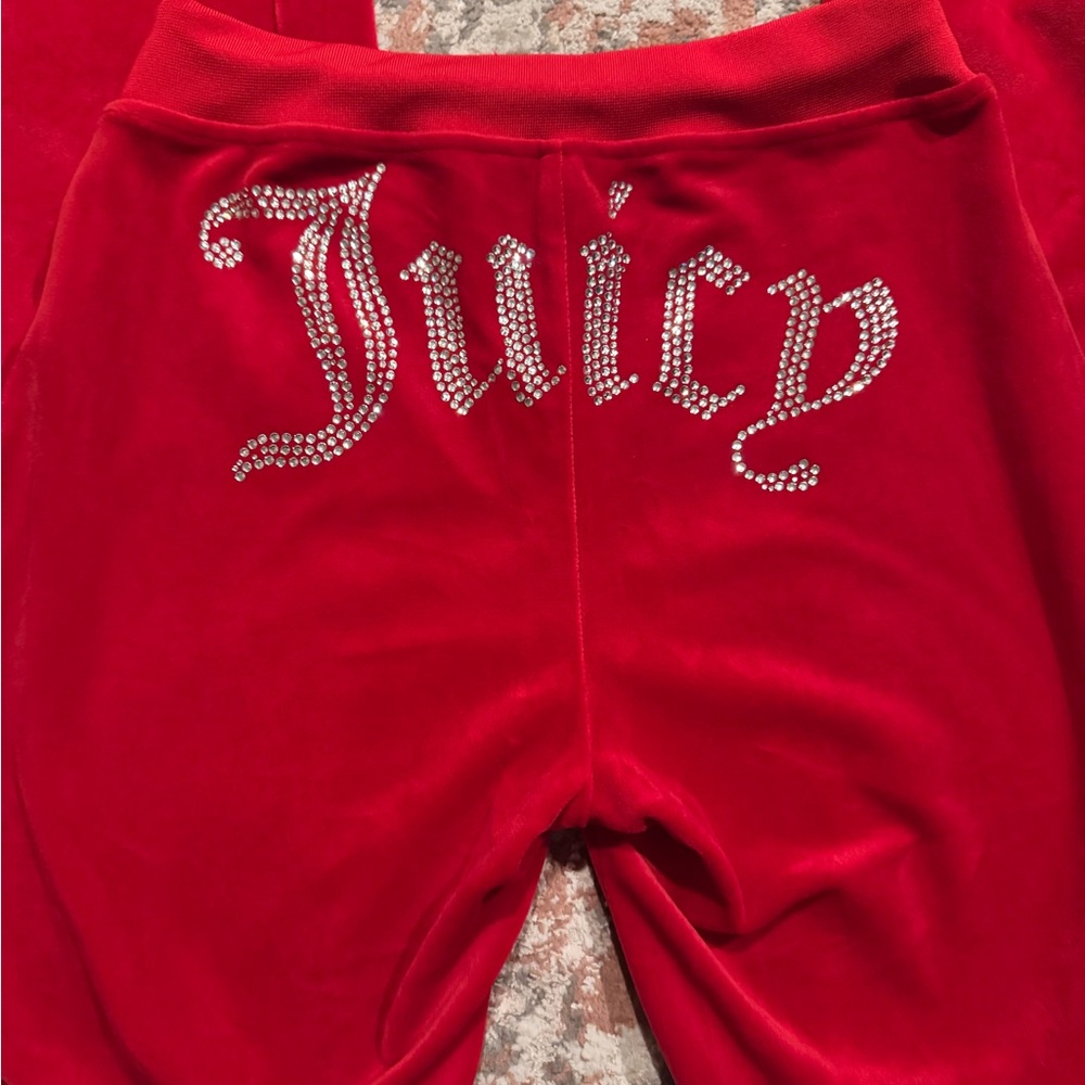 Vintage Juicy Couture Red Velour Joggers Sweatsuit Pants XS